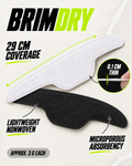 Brimdry liner specs: 29cm coverage, 0.1cm thin, lightweight non-woven, 3g each