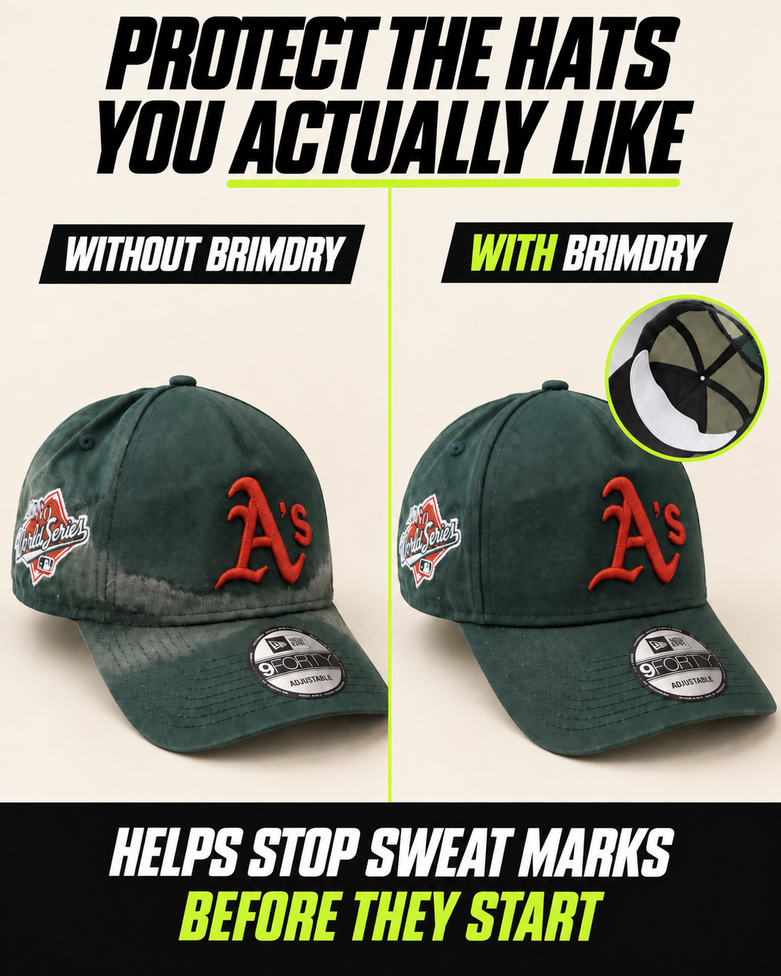 Protect the hats you actually like - without Brimdry vs with Brimdry